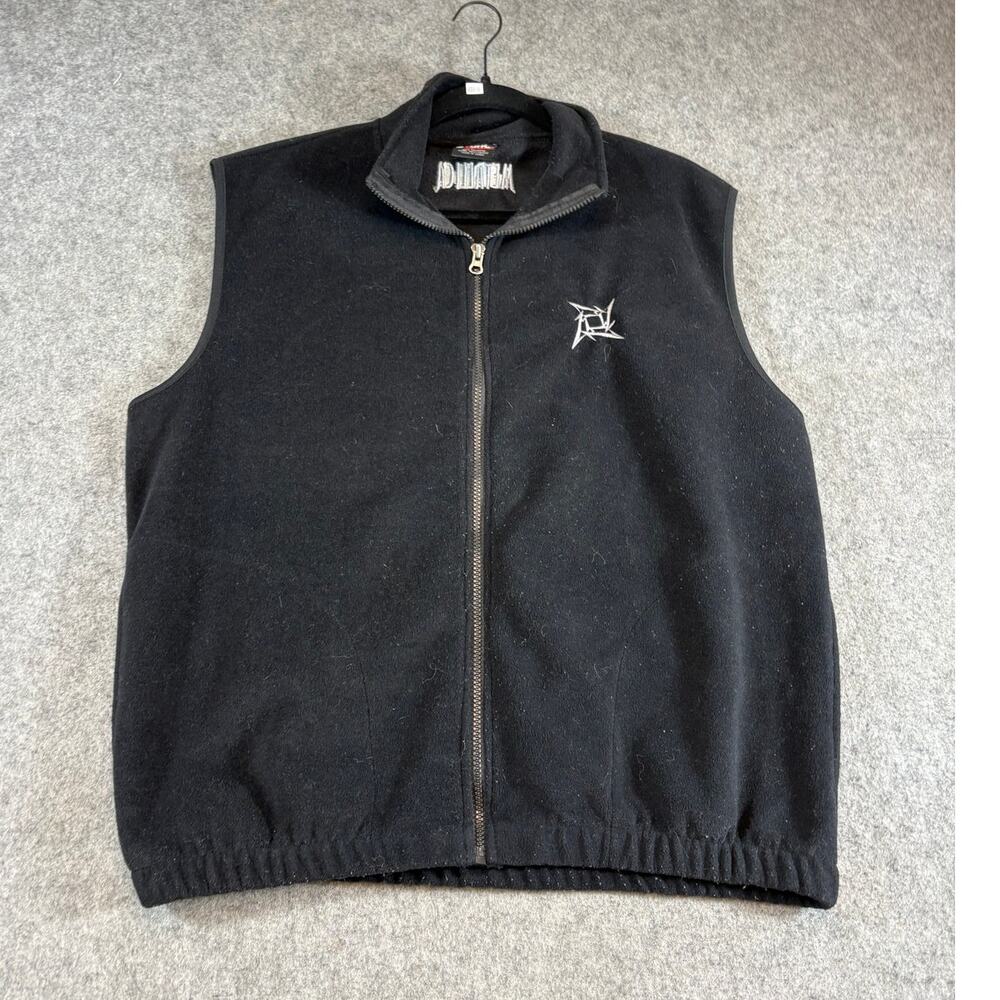 Vintage 90s Metallica Fleece Vest Mens Large Black Giant Ninja Star Full Zip
